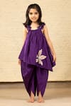 Buy_SnuggleMe_Purple Chanderi Embroidery Fleur Patch Work Asymmetrical Kurta With Tulip Pant _at_Aza_Fashions