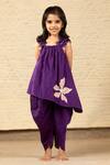 Shop_SnuggleMe_Purple Chanderi Embroidery Fleur Patch Work Asymmetrical Kurta With Tulip Pant _at_Aza_Fashions