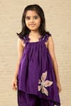 SnuggleMe_Purple Chanderi Embroidery Fleur Patch Work Asymmetrical Kurta With Tulip Pant _Online_at_Aza_Fashions