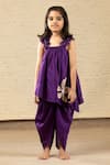 Buy_SnuggleMe_Purple Chanderi Embroidery Fleur Patch Work Asymmetrical Kurta With Tulip Pant _Online_at_Aza_Fashions