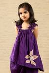 SnuggleMe_Purple Chanderi Embroidery Fleur Patch Work Asymmetrical Kurta With Tulip Pant _at_Aza_Fashions