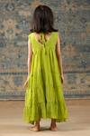 Shop_SnuggleMe_Green Chanderi Embroidery Sequin Lace Embellished Aliya Cut Tiered Dress _at_Aza_Fashions