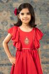 Buy_SnuggleMe_Red Glaze Cotton Embroidery Crest Gown _Online_at_Aza_Fashions