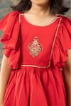 Shop_SnuggleMe_Red Glaze Cotton Embroidery Crest Gown _Online_at_Aza_Fashions