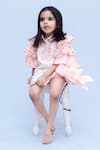 Buy_SnuggleMe_Off White Chanderi Layered Frilled Sleeve Dress _at_Aza_Fashions