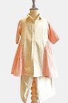 Buy_SnuggleMe_Off White Cotton Embroidered Sequin Panelled Kurta And Palazzo Set _at_Aza_Fashions