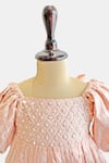 SnuggleMe_Peach Cotton Embroidered Sequin Hand Dress _Online_at_Aza_Fashions