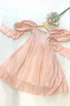 Buy_SnuggleMe_Peach Cotton Embroidered Sequin Hand Dress _Online_at_Aza_Fashions