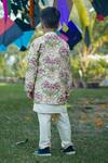 Shop_SnuggleMe_Cream Jacket Chanderi Printed Floral Open Set _at_Aza_Fashions