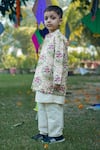 Shop_SnuggleMe_Cream Jacket Chanderi Printed Floral Open Set _Online_at_Aza_Fashions