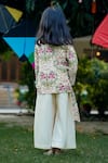 Shop_SnuggleMe_Cream Jacket Chanderi Printed Floral Palazzo Set _at_Aza_Fashions