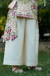 Buy_SnuggleMe_Cream Jacket Chanderi Printed Floral Palazzo Set _Online_at_Aza_Fashions