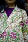 SnuggleMe_Cream Jacket Chanderi Printed Floral Palazzo Set _at_Aza_Fashions