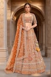Buy Kalighata Yellow Silk, Chiffon, Net Cut Work, Sequins, Floral Bridal Lehenga Set at Aza Fashions Buy_Kalighata_Yellow Silk, Chiffon, Net Cut Work, Sequins, Floral Bridal Lehenga Set _at_Aza_Fashions