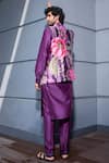 Shop_Mahima Mahajan_Purple Glazed Cotton Printed Floral Vine Aabis Nehru Jacket _at_Aza_Fashions