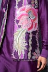 Mahima Mahajan_Purple Glazed Cotton Printed Floral Vine Aabis Nehru Jacket _Online_at_Aza_Fashions