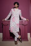 Buy_Mahima Mahajan_Pink Glazed Cotton Printed Botanical Fahad Kurta Set _at_Aza_Fashions