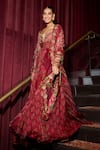 Shop_Mahima Mahajan_Red Organza Embroidered Mirror Sweetheart Arwa And Sequin Anarkali With Dupatta _Online_at_Aza_Fashions