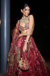 Mahima Mahajan_Red Organza Embroidered Mirror Sweetheart Zarah Lehenga Set _Online_at_Aza_Fashions