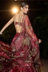 Mahima Mahajan_Red Organza Embroidered Mirror Sweetheart Zarah Lehenga Set _at_Aza_Fashions