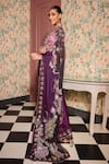 Shop_Mahima Mahajan_Purple Organza Embroidered Mirror Leaf Rubab Pre-draped Saree With Blouse _at_Aza_Fashions