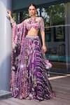 Buy_Mahima Mahajan_Purple Organza Embroidered Mirror Round Tahira Lehenga Set _at_Aza_Fashions