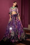 Mahima Mahajan_Purple Organza Embroidered Mirror V Neck Shahira Lehenga Set _Online_at_Aza_Fashions