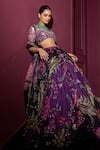 Buy_Mahima Mahajan_Purple Organza Embroidered Mirror V Neck Shahira Lehenga Set _Online_at_Aza_Fashions