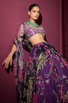 Shop_Mahima Mahajan_Purple Organza Embroidered Mirror V Neck Shahira Lehenga Set _Online_at_Aza_Fashions