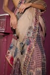 Buy_Mahima Mahajan_Beige Organza Embroidered Mirror Hana And Sequin Pre-draped Saree With Blouse _Online_at_Aza_Fashions