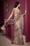 Shop_Mahima Mahajan_Beige Organza Embroidered Mirror Hana And Sequin Pre-draped Saree With Blouse _Online_at_Aza_Fashions