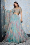 Buy_Mahima Mahajan_Blue Georgette Embroidered Mirror Sweetheart Rashida Floral Lehenga Set _at_Aza_Fashions