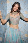 Shop_Mahima Mahajan_Blue Georgette Embroidered Mirror Sweetheart Rashida Floral Lehenga Set _Online_at_Aza_Fashions