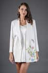 Buy_Kyra By Nina + Deepika_Ivory Crepe Embroidery Floral Lapel Collar Flowers In My Garden Blazer _Online_at_Aza_Fashions