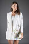 Shop_Kyra By Nina + Deepika_Ivory Crepe Embroidery Floral Lapel Collar Flowers In My Garden Blazer _Online_at_Aza_Fashions