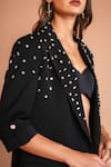 Buy_Kyra By Nina + Deepika_Black Crepe Embroidery Crystals Lapel Collar Shine Like A Diamond Blazer _Online_at_Aza_Fashions