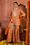 Buy_Tasuvure Indes_Orange Georgette Embroidered Paisley Round Elizey Kurta With Sharara _at_Aza_Fashions