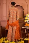 Shop_Tasuvure Indes_Orange Georgette Embroidered Paisley Round Elizey Kurta With Sharara _at_Aza_Fashions