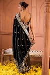 Shop_Tasuvure Indes_Black Blouse And Dupatta Velvet Embroidered Floral Veil V Neck Sharara Set _at_Aza_Fashions