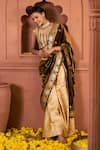 Buy_Tasuvure Indes_Gold Velvet Embroidered Floral Leaf Sharara Set _at_Aza_Fashions