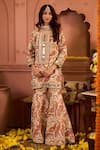 Buy_Tasuvure Indes_Ivory Georgette Embroidered Paisley Round Elizey Mirror Kurta And Sharara Set _at_Aza_Fashions