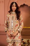 Buy_Tasuvure Indes_Ivory Georgette Embroidered Paisley Round Elizey Mirror Kurta And Sharara Set _Online_at_Aza_Fashions