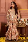 Shop_Tasuvure Indes_Ivory Georgette Embroidered Paisley Round Elizey Mirror Kurta And Sharara Set _Online_at_Aza_Fashions