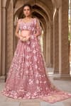 Buy_Kalighata_Purple Organza Embroidery Zardozi Sweetheart Merlin Rose Bridal Lehenga Set _at_Aza_Fashions