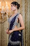 Buy_Foram Patel_Blue Georgette Embroidery Mirror Halter Mumtaz Pre-draped Saree With Blouse _Online_at_Aza_Fashions