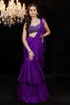 Buy_Foram Patel_Purple Organza Embroidery Mirror Sweetheart Pre-draped Saree With Work Blouse _at_Aza_Fashions