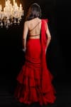 Shop_Foram Patel_Red Organza Embroidery Mirror Pre-draped Ruffle Saree With Work Blouse _at_Aza_Fashions