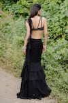 Shop_Foram Patel_Black Organza Embroidery Mirror Pre-draped Mermaid Cut Saree With Blouse _at_Aza_Fashions