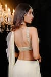 Shop_Foram Patel_Cream Organza Embroidery Mirror Pre-draped Mermaid Cut Saree With Sequin Blouse _Online_at_Aza_Fashions