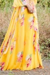 Buy_Foram Patel_Yellow Net Print Mirror Paan Neck Work Blouse Gharara Set _Online_at_Aza_Fashions